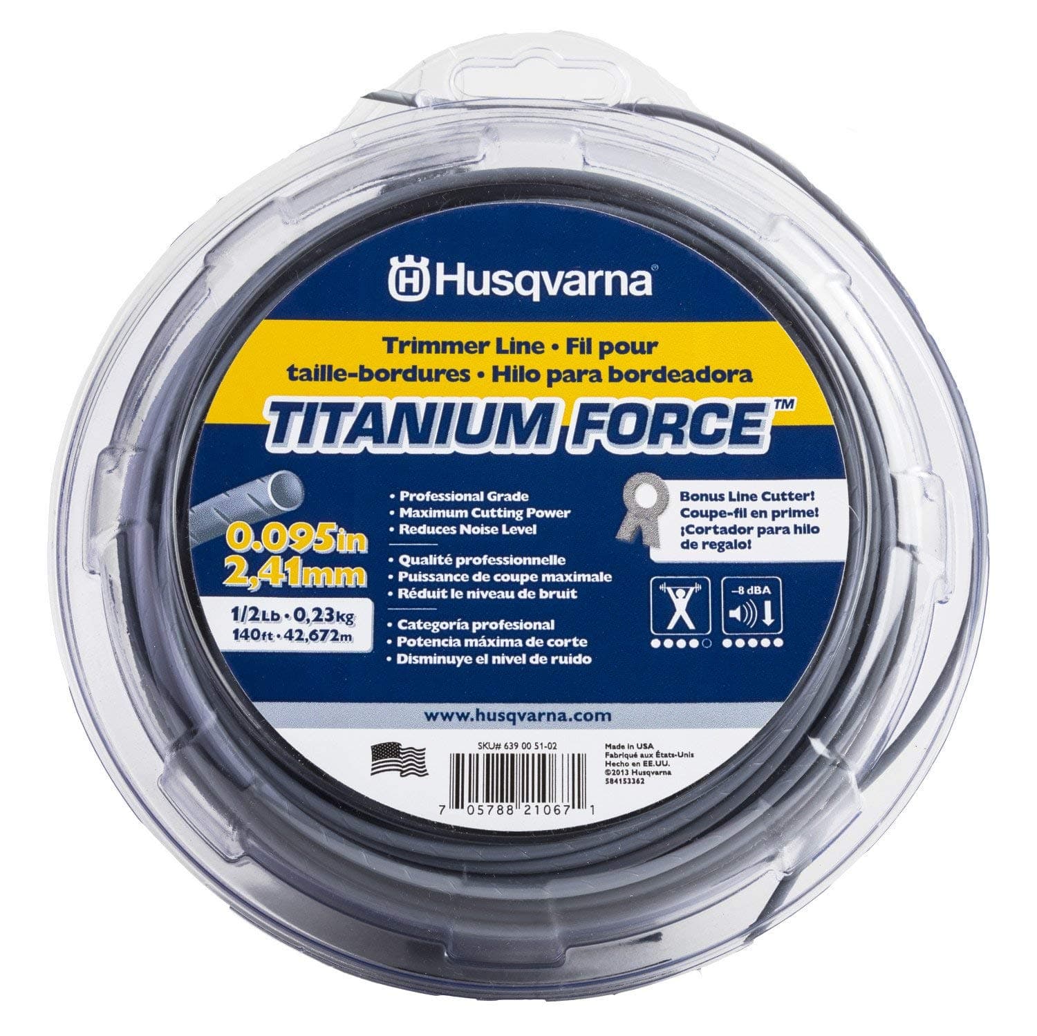 Husqvarna string trimmer line .095-Inch 140ft spool Titanium Force High efficiency Long life Faster acceleration