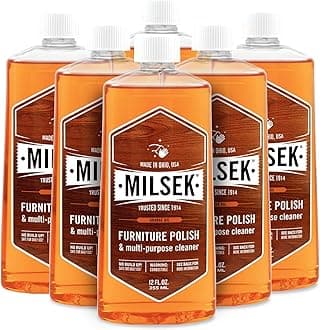 Milsek Furniture Polish and Wood Cleaner with Orange Oil - Multipurpose Cleaning Supplies for Home and Household from Hardwood Floors to Kitchen Cabinets- 12 Fl Oz (Pack of 6)