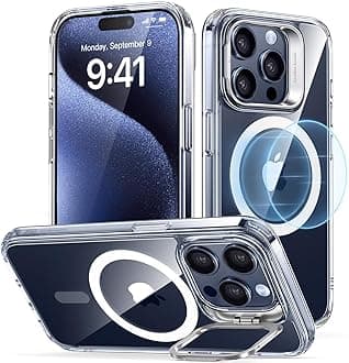 ESR for iPhone 15 Pro Case, Compatible with MagSafe, Military-Grade Protective Case, Built-in Stash Stand Phone Case, Scratch-Resistant TPU Back Cover, Classic Series, Clear