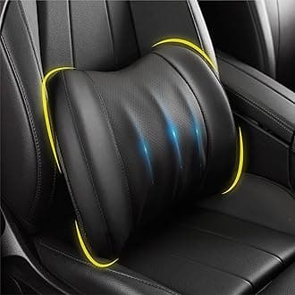 Lumbar Support Pillow for Car, Memory Foam Lumbar Pillow for Lower Back Pain Relief - Back Cushion for Driving, Chair Support for Car-Office Chair, Wheelchair - Classic Black