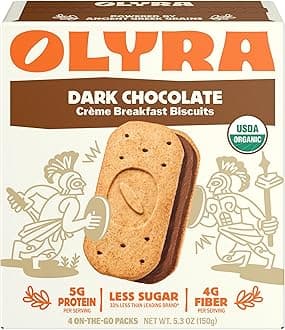 Creme Breakfast Biscuits - Dark Chocolate - Healthy Snacks for Kids and Adults, Low Sugar, High Fiber, Vegan Organic Cookies - Pack of 4