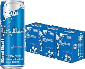 Energy Drink, Sea Blue Edition, Juneberry | 114mg Caffeine | Taurine & B Vitamins | 12 Fl Oz | 12 Cans