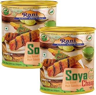 Rani Soya Chaap (Plant Based Protein) 30oz (1.875lbs) 850g, Pack of 2 ~ Easy Open Lid | All Natural | Vegan | No Colors | NON-GMO | Kosher | Indian Origin | Soy Based Meat Substitute
