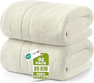 Utopia Towels - Luxurious Jumbo Bath Sheet 2 Piece - 600 GSM 100% Ring Spun Cotton Highly Absorbent and Quick Dry Extra Large Bath Towel - Super Soft Hotel Quality Towel (35 x 70 Inches, Ivory)