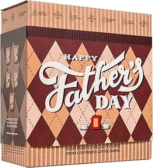 Father's Day Gift Box for Coffee Lovers - 5 of The World's Finest Single Estate Specialty & Organic Coffees | Brew & Enjoy Anytime, Anywhere | Hamper Style Letterbox Gift Idea for Dad & Husband
