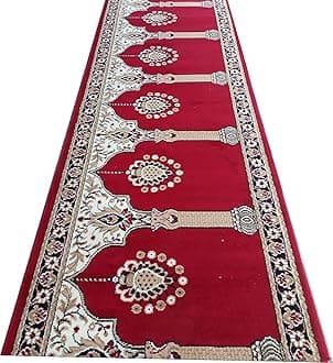 Carpet Mahal Washable Zanamaz Rolls for Prayer and Hall Size 4x60 feet Runner 0.5 inch Thickness, (Multi)