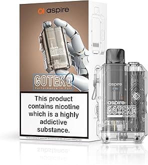 Aspire GOTEK X Vape Kit [Transparent] - Pocket Size, Compact, Stylish, Refillable, Rechargeable, Nic Salt Compatible, User Friendly, All Day Power, E Cigarette, Starter Kit, No Nicotine
