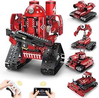 STEM Robot Toys for Kids Ages 8-14, 5-in-1 Remote Control and APP Programmable Robot Toys - 495 Pcs DIY Building Science Educational Kit, Building Block Birthday Present for Teen Boys Girls