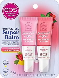 eos 24H Moisture Super Balm - Pink Lemonade & Wild Cherry Slushie, Day or Night Lip Treatment, Made for Sensitive Skin, Lip Balms & Moisturizers, 0.35 fl oz, 2-Pack