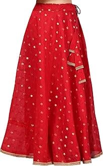 Studio ShringaarWomen's Polyester Readymade Chanderi Silk Long Skirt Lahenga