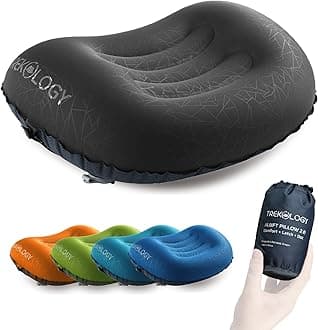 Trekology Ultralight Inflating Camping Travel Pillow - ALUFT 2.0 Compressible, Compact, Inflatable, Comfortable, Ergonomic Pillows for Neck & Lumbar Support While Camp, Backpacking