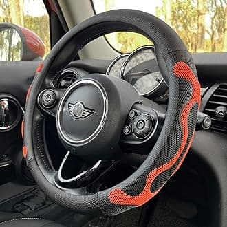 PINCTROT Comfy Grip Steering Wheel Cover, Anti-Slip Design, Universal 14.5-15 Inch(Silicone Orange)