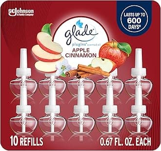 - Glade PlugIns Refills Air Freshener, Scented and Essential Oils for Home and Bathroom, Apple Cinnamon, 6.7 Fl Oz, 10 Count