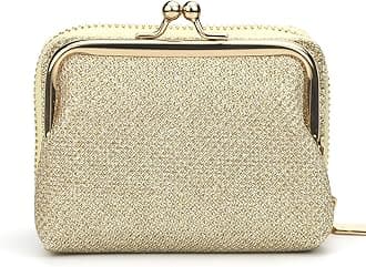 2 in 1 Change Purse Wallet,Credit Card Holder with Cion Purse Women,Cute Pouch for Gril with Zipper Clasp (Gold)