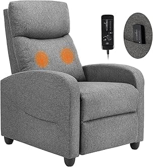 Sweetcrispy Massage Recliner Chair for Adults, Adjustable Home Theater Seating with Lumbar Support, Modern Fabric Reclining with Padded Backrest and Seat for Living Room, Dark Grey