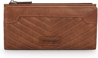 Wrangler Minimalist Wallet for Women Credit Card Wallet Ladies Travel Wallets Monederos de Mujer Card Cases & Money Organizers with Smooth Zippers for Women Brown
