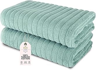 Classic Turkish Towels CTT - Premium 2 Piece Jumbo Bath Sheets, 100% Turkish Cotton, Absorbent & Ultra Comfy Bath Towel Sheets for Hotels & Spa | 40"x65" (Spa Green)