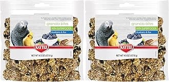 Kaytee Granola Bites with Super Foods Granola Bites and Flax for Pet Birds Conure, Cockatiel, Lovebird, Parakeet, Amazon, African Grey, Ecletus, Pionus, Cockatoos and Macaws, 4.50 Ounce (Pack of 2)