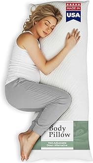 Snuggle-Pedic Body Pillow for Adults, Cozy Comfort Down Alternative Pregnancy Pillows - Soft, Supportive, Breathable Side Sleepers Maternity Pillow - Long Cuddle Pillow for Bed, 20x54 Full Body Pillow