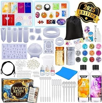 Zoncolor Epoxy Resin Silicone Molds Starter Kit - All in One Office Home Decor Art Clear Craft Jewelry Making Kit with Storage Bag Keychain Necklace