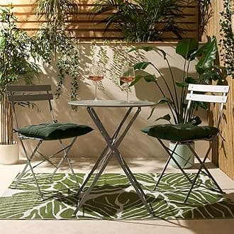 OHS Outdoor Table and Chairs Metal Grey, Folding Bistro Set Patio Garden Table and Chairs Set 2 for Balcony Summer BBQ Conservatory, 3 Piece Garden Furniture Set