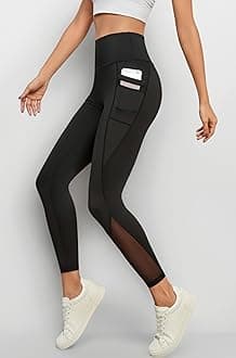 Women's & Girl's Stretch Fit High Rise Track Pant Gym wear Mesh Leggings Workout Pants with Side Pockets/Stretchable Tights/Highwaist Sports Fitness Yoga Track Pants_2012