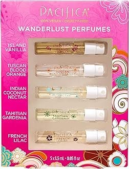 Pacifica Beauty | Wanderlust Spray Perfume Trial Set | Featuring Island Vanilla Mini | 5 Scents | Fragrance Sampler Gift Set | Natural + Essential Oils | Clean Fragrance | Vegan + Cruelty Free
