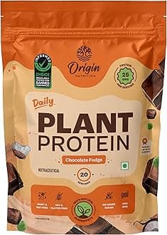 Origin Nutrition 100% Natural Plant Based Protein Powder, 845 gm, European Pea Protein Isolate & Pumpkin Seed, Chocolate Flavour with 25g per Protein Per Serve