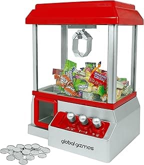 Global Gizmos Claw Machine/Vending Machine Toy Retro Arcade Claw Machine For Kids/Candy Grabber Machine/Battery Operated and Coins Included (26x35x19.5cm)