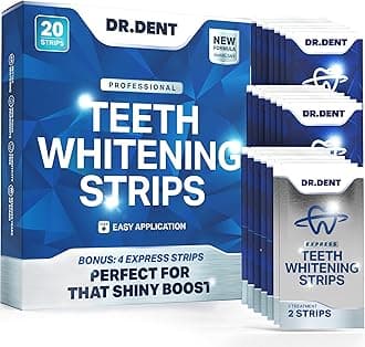 DR.DENT Professional Teeth Whitening Strips - Pack of 20 Strip - 10 Treatments Kit - Safe for Enamel - Non Sensitive Teeth Whitening - Whitening Without Any Harm + Mouth Opener Included
