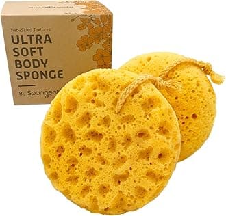 Spongentle Loofah Sponge for Shower and Bathing, Bath Sponge with Dual Texture, Shower Pouf for Gentle and Deep Exfoliation, Large Size Body Scrubber for Men & Women, PU Foam, 37% More Lather, 2 Pack