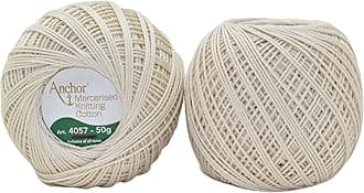 HUNNY- BUNCH® Premium Anchor Mercerised Knitting Crochet Cotton Thread Yarn Balls for Knitting, Weaving, Embroidery, DIY and Craft Making (Art. 4057) 50G - Pack of 1 (926)