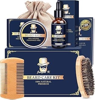 Jurgen K Birthday Gifts for Men, Beard Kit for Men's Daily Grooming, Moisturize & Soften Facial Hair, Men's Self Care Set, Anniversary | Birthday Gifts for Him Husband Boyfriend Dad Son