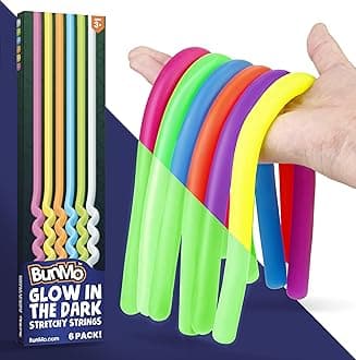 Sensory Toys Stretchy Strings for Toddlers 3+ - Stimulating & Addictive Fidget Toys for Kids - Hours of Fun for Kids - Non-Mouthable Toy 3+ - Glow 6 Pack