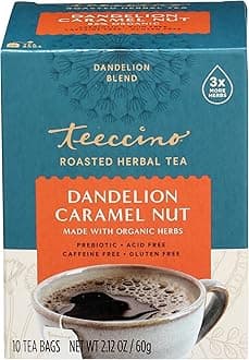 Teeccino - Dandelion Caffeine Free Roasted Herbal Tea, Caramel Nut, 10 Bags