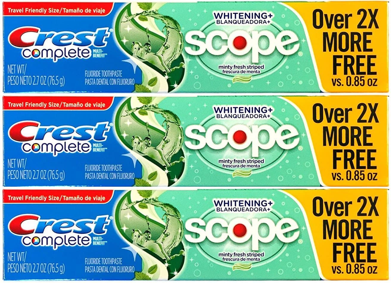 Complete Multi-Benefit Whitening + Scope Minty Fresh Flavor Toothpaste 2.7 Oz, Pack of 3