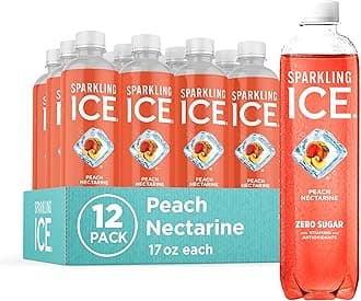 - Sparkling Ice, Peach Nectarine Sparkling Water, Zero Sugar Flavored Water, with Vitamins and Antioxidants, Low Calorie Beverage, 17 fl oz Bottles (Pack of 12)