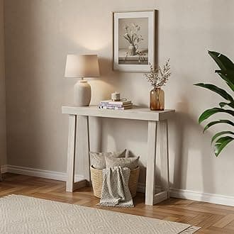 Plank+Beam Solid Wood Console Table, 36 Inch, Sofa Table, Narrow Entryway Table for Hallway, Behind The Couch, Living Room, Foyer, Easy Assembly, Coastal White