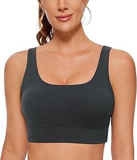 CRZ YOGAWomens ButterLuxe U Back Sports Bra - Padded Low Impact Crop Top Workout Yoga Sport Bra