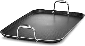 HexClad Hybrid Non-Stick Pan with Double Burner, Stay Cool Handles, Dishwasher Safe, Oven Safe up to 480°C, Induction Safe, Compatible with All Hobs