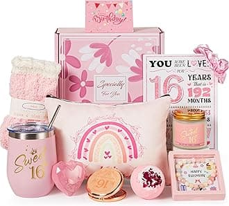 16th Birthday Gifts for Girls,Happy 16th Pamper Gift Basket Ideas for Daughter, Cute Unique Sweet 16 Year Old Birthday Hampers Presents for Her,Best Friend Niece,Granddaughter, Sister, Friend, Teens