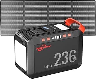 POWSTREAM 300W Solar Generator Power Station - 236Wh Portable Power Station with 60W Foldable Solar Panel Included, Pure Sine Wave Power Supply for Camping Emergency Home Blackout