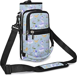 AUPET Water Bottle Sling Bag Sleeve Holder Carrier 25/32/40/64 oz,Insulated Crossbody Water Bottle Case Cover with Strap and Pockets for Men/Women Walking Hiking (Cute Farm Theme, 32oz)