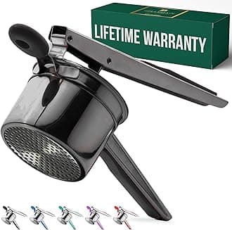 Bellemain 15 oz Black Large Potato Ricer | Heavy-Duty Stainless Steel Potato Ricer & Masher | Perfect for Mashed Potatoes | Ricer Kitchen Tool with Fixed Disc (Metallic Black)
