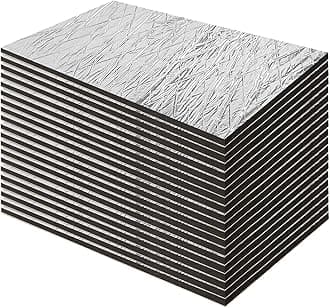 20Pcs 276mil 40x25cm Car Heat Shield Mat 2sqm Sound Deadening Mat Noise & Heat Insulation Moistureproof Waterproof for Car Hood Ceiling Door, Sound Deadener for Cars