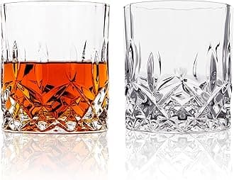 Crystal Cut Old Fashioned Whiskey Glasses - With Premium Gift Box - 10oz Premium Lead-Free Crystal Glass Tumbler For Drinking Bourbon, Scotch, Cognac, Cocktails (Set of 2)