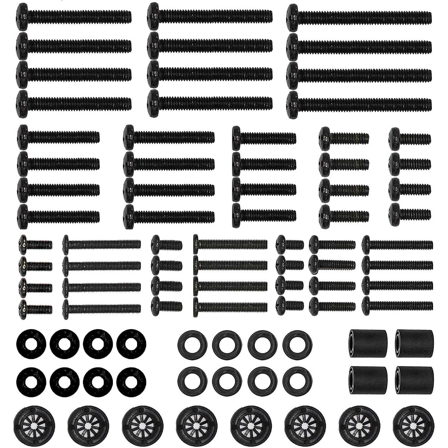 Universal TV Mounting Hardware Kit Set Includes M4 M5 M6 M8 TV Screws and Spacer Fit Most TVs up to 80 inch (UVSP), Black