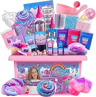 Mini Unicorn Slime Kit for Girls - Glimmer Crunchy, Butter, and Galaxy Slime for Kids 6-12 - Party Favors for Children