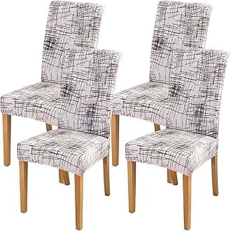 FORCHEER Dining Chair Cover for Dining Room Set 4 Pack Printed Seat Slipcovers for Office Computer Chairs Protector Wedding Banquets Party