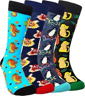 Mens Fun Patterned Dress Socks - Funny Novelty Crazy Design Cotton Socks